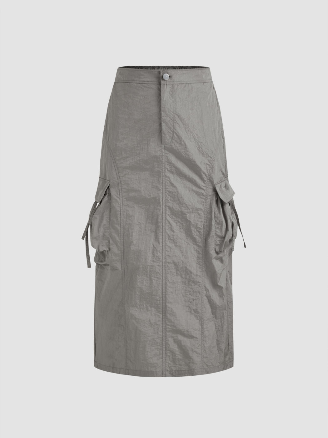 Mid Rise Solid Knotted Split Cargo Maxi Skirt