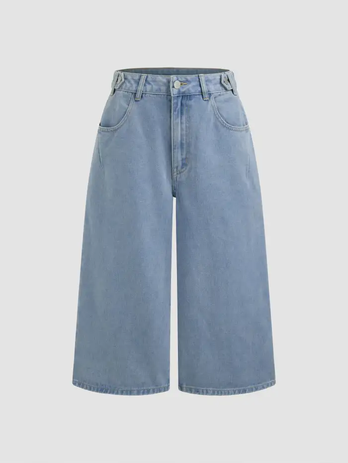 Cider Denim Low Rise Solid Button Baggy Jeans