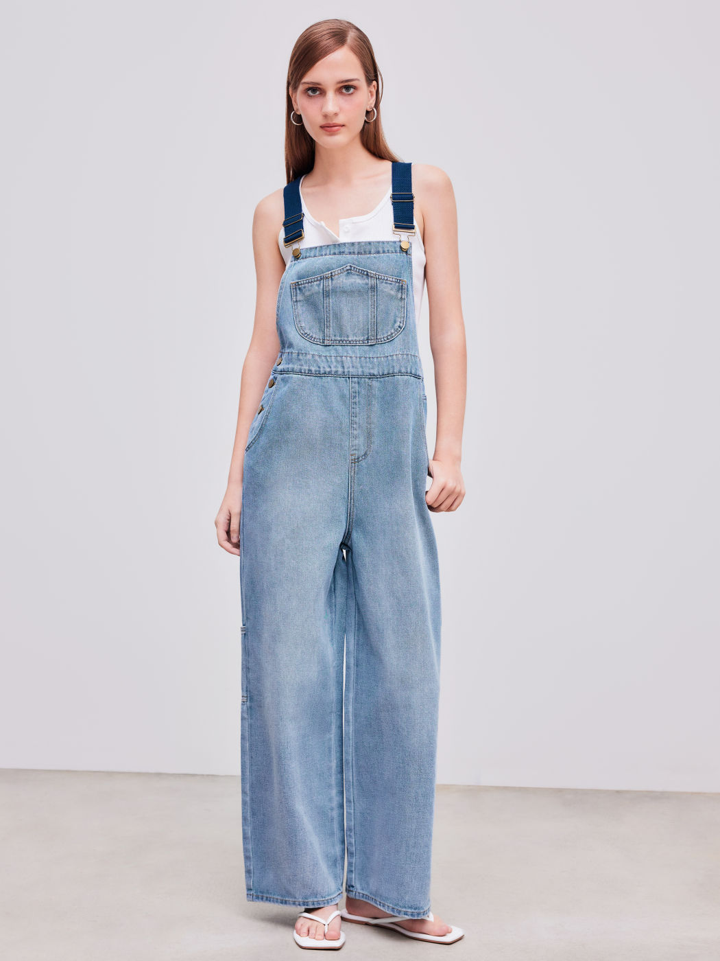 Denim-Buckel-Wide-Leg-Overalls