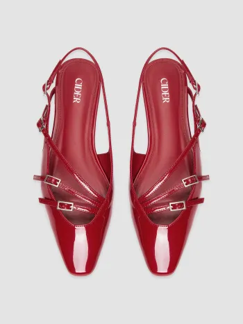 BUCKLE-EMBELLISHED SLINGBACK FLATS