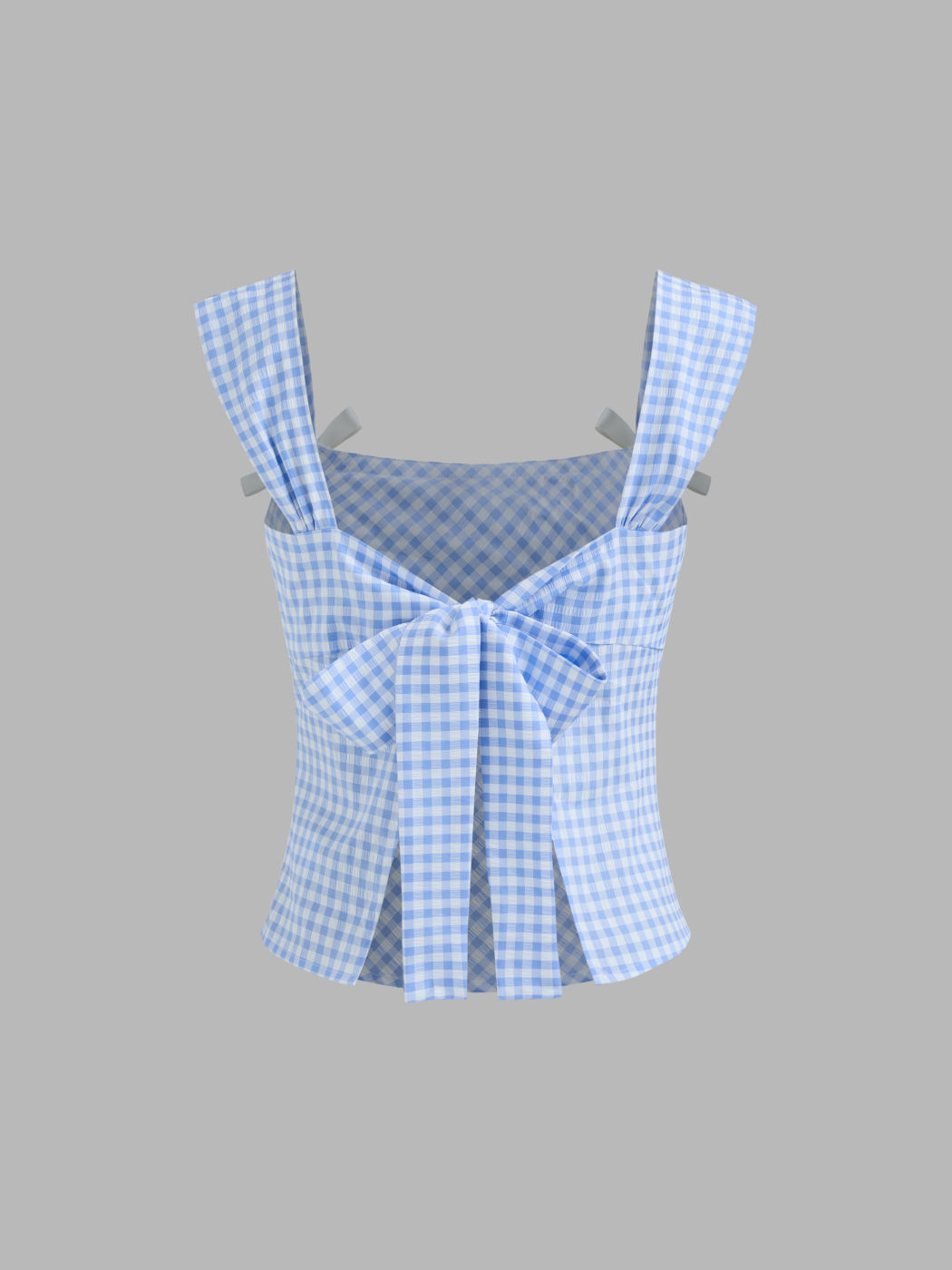 Backless Square Neck Gingham Bowknot Tank Top