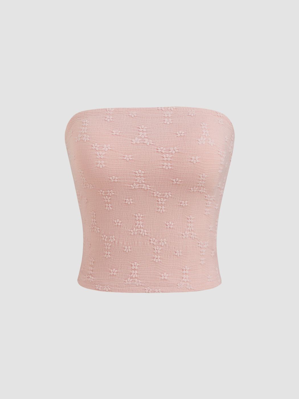 Lace Solid Floral Crop Tube Top
