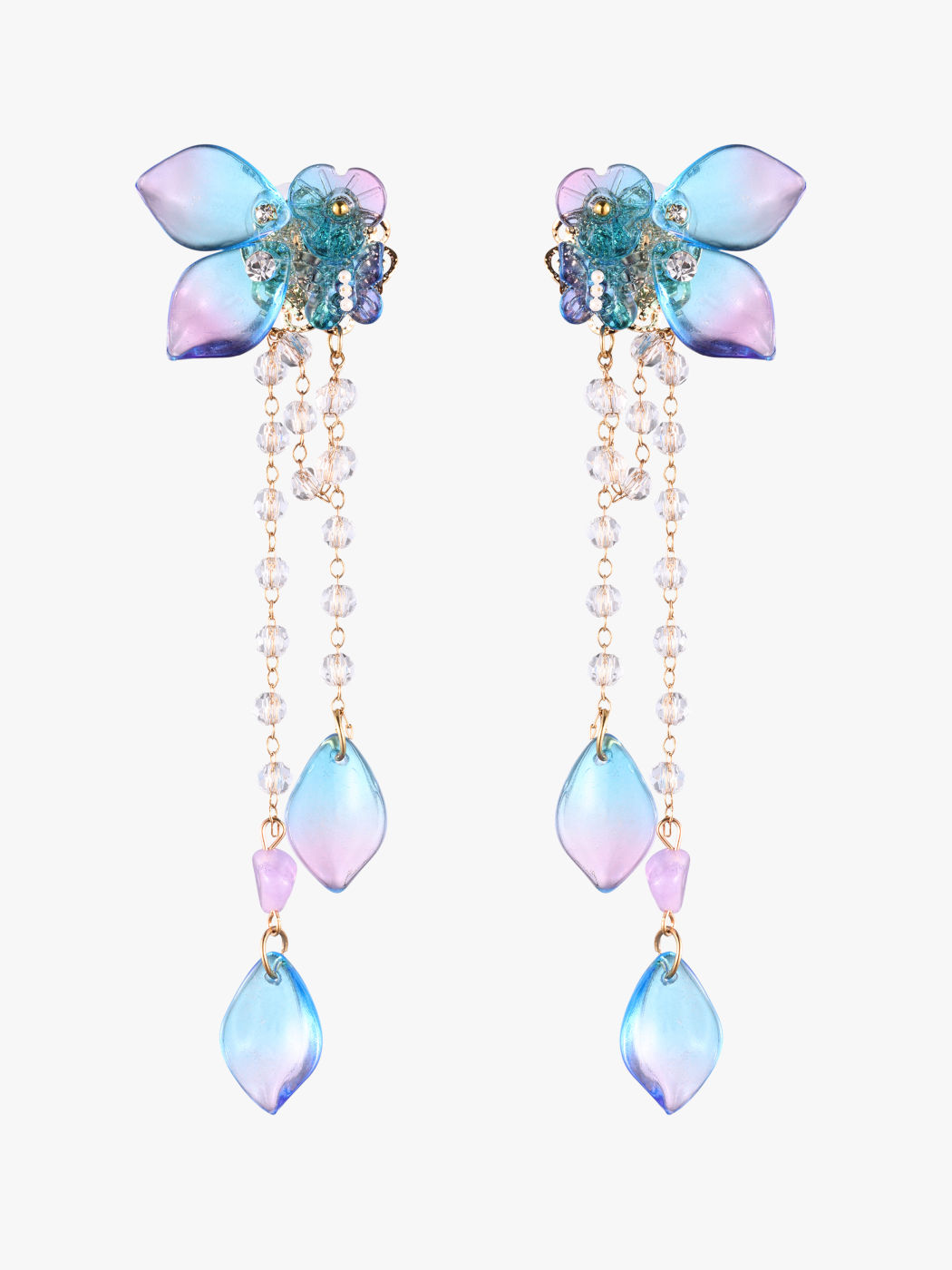 CRYSTAL PETAL DROP EARRINGS