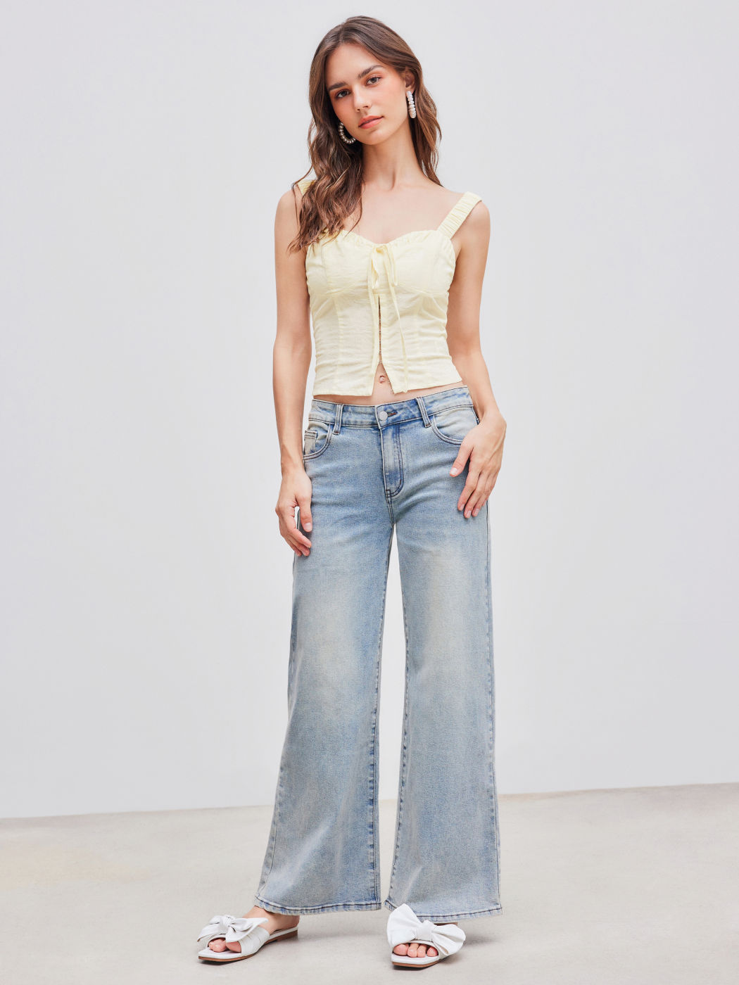 V-neck Solid Corset Crop Tank Top