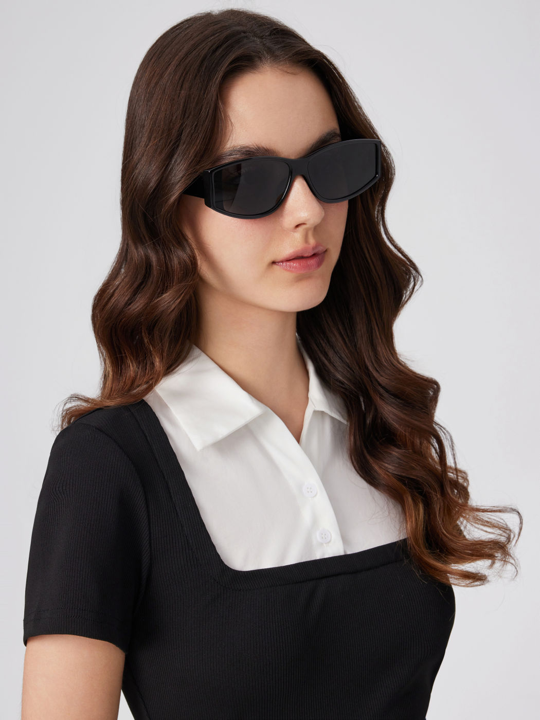 D-FRAME SOLID SUNGLASSES