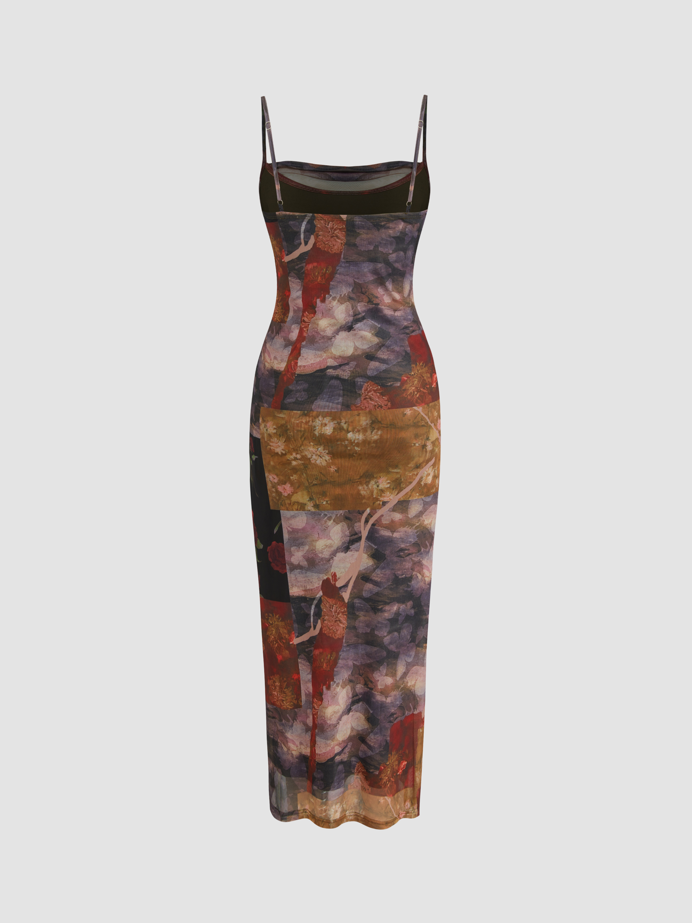 multi mesh renaissance print ruched bodycon dress شبكة Cowl Neck Floral Cami Maxi For العطلة Size:size 12 with train __with:ACC0495_WHITE Pastel Bridesmaid Dresses & dark edge.