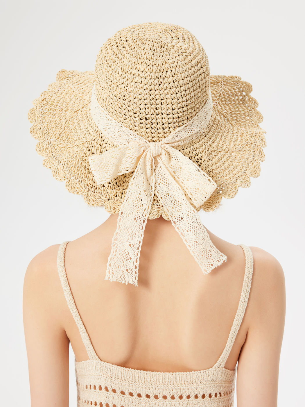 LACE BOWKNOT STRAW HAT