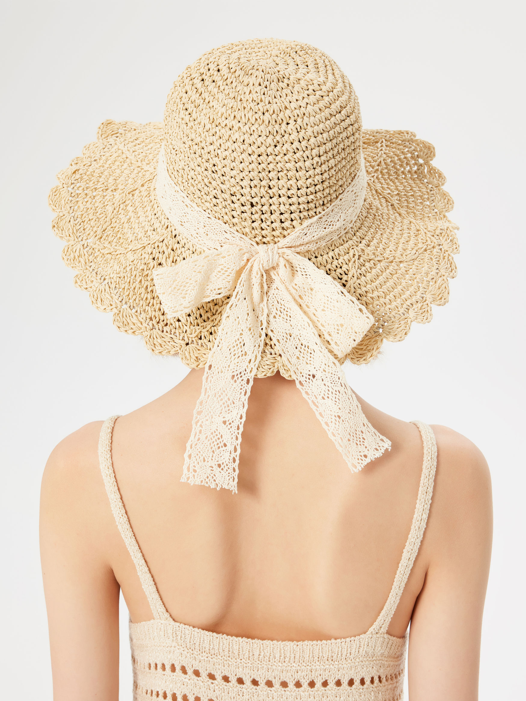 LACE BOWKNOT STRAW HAT