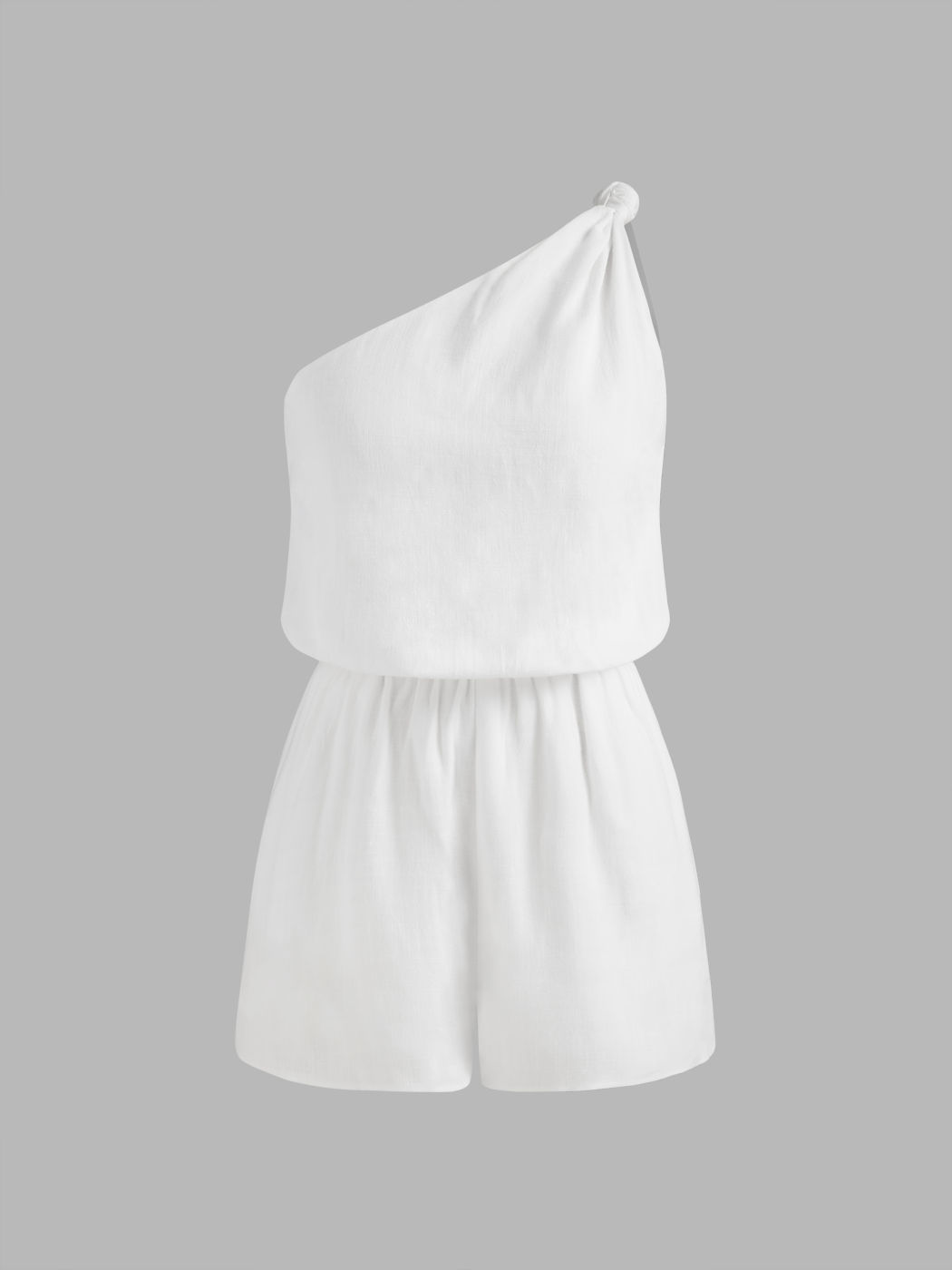 Leinenmischung Asymmetrischer Hals Einfarbiges Twist-Taschen-Strampler