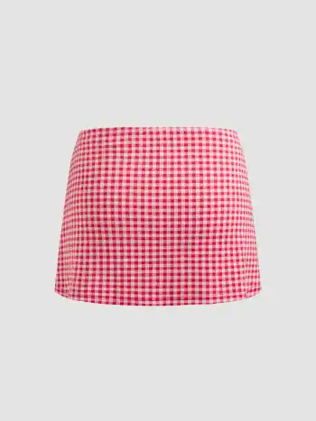  Mini skort a vita media in percalle