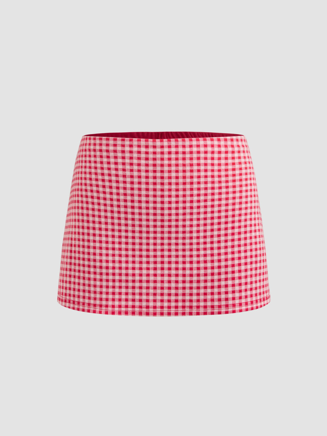  Mid Rise Gingham Mini Skort