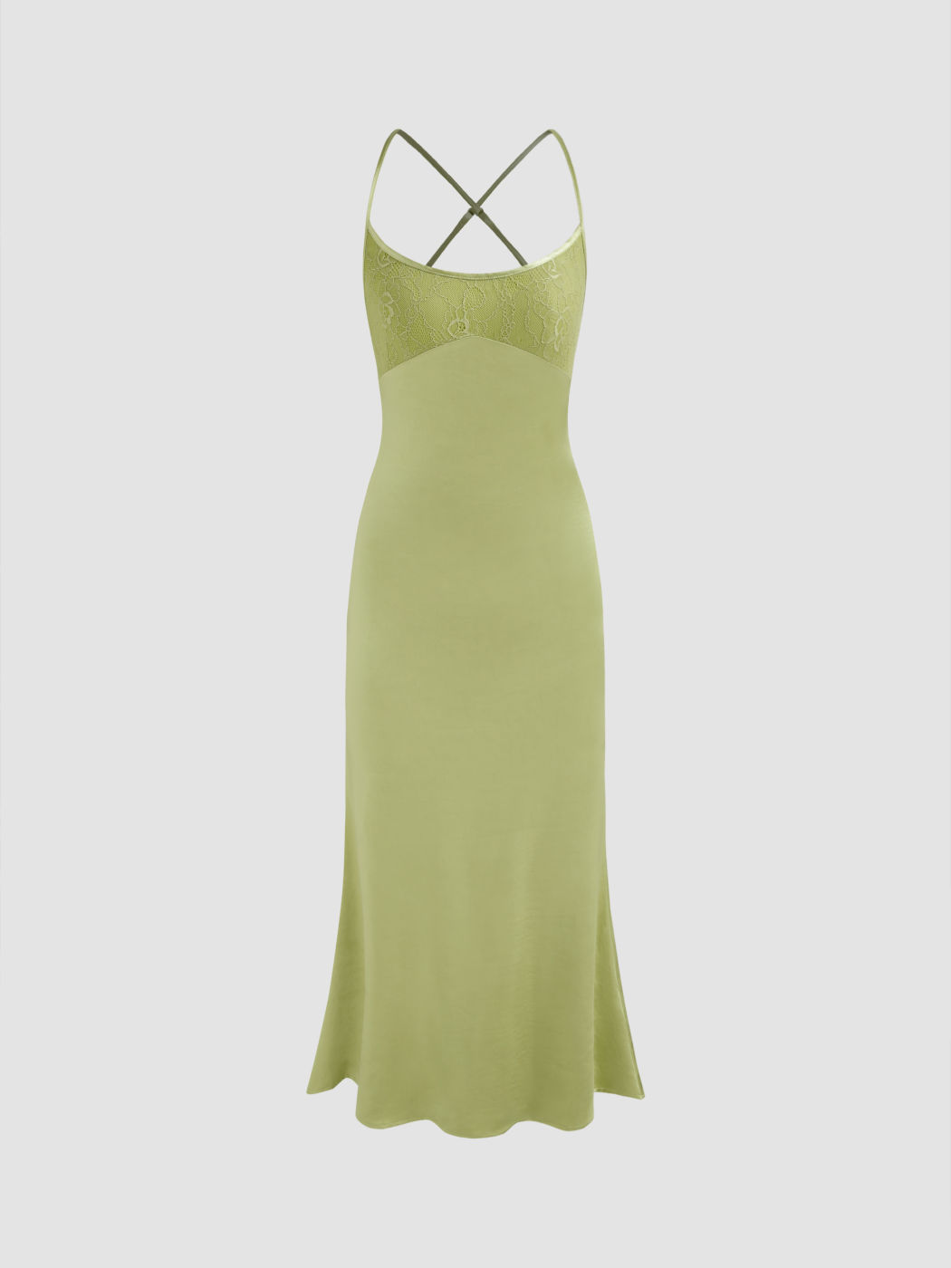 Satin Scoop-Ausschnitt Blumen Criss Cross Midikleid