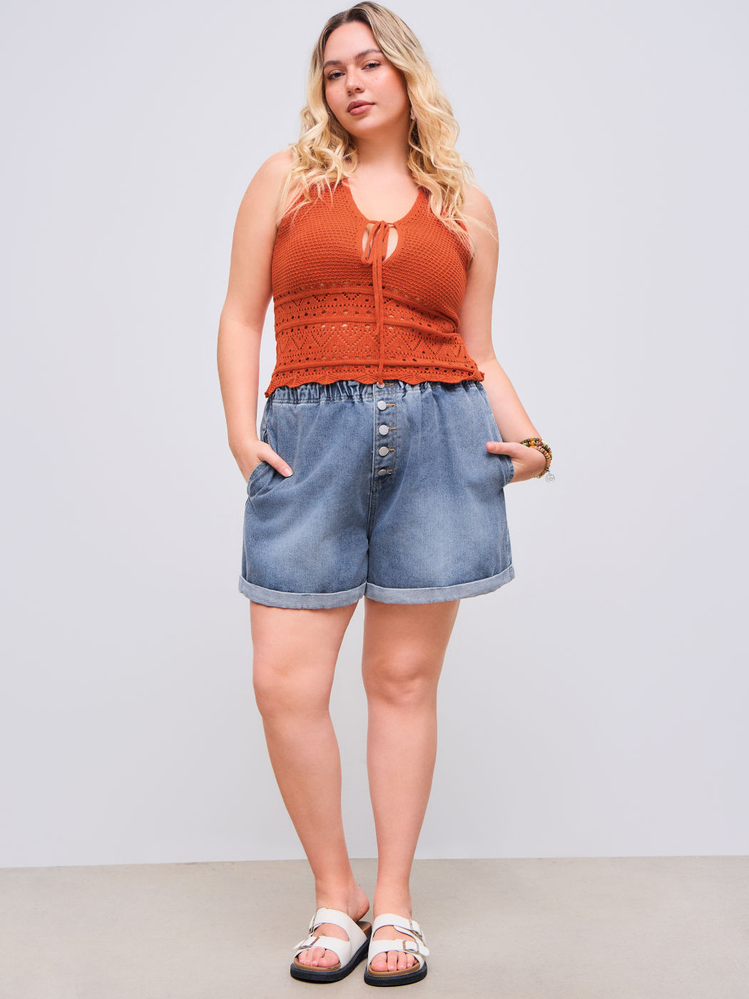 Halter Knotted Hollow Out Crop Cami Top Curve & Plus