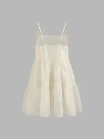Square Neck Solid Bowknot Babydoll Mini Dress