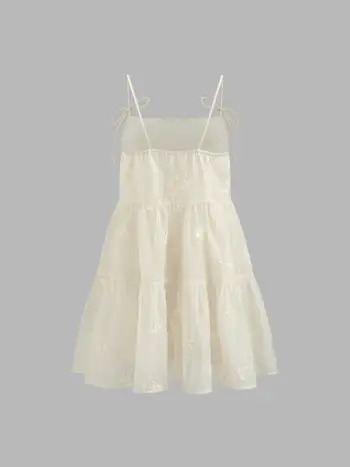 Mini abito Babydoll con fiocco solido e scollo quadrato