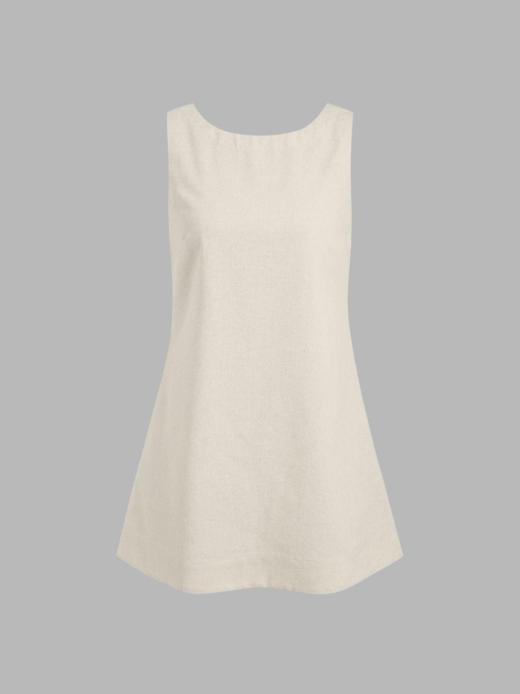 Linen-blend Scoop Neckline Solid Backless Pocket Sleeveless Mini Dress