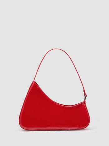 FAUX PATENT LEATHER SHOULDER BAG