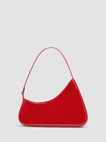 FAUX PATENT LEATHER SHOULDER BAG