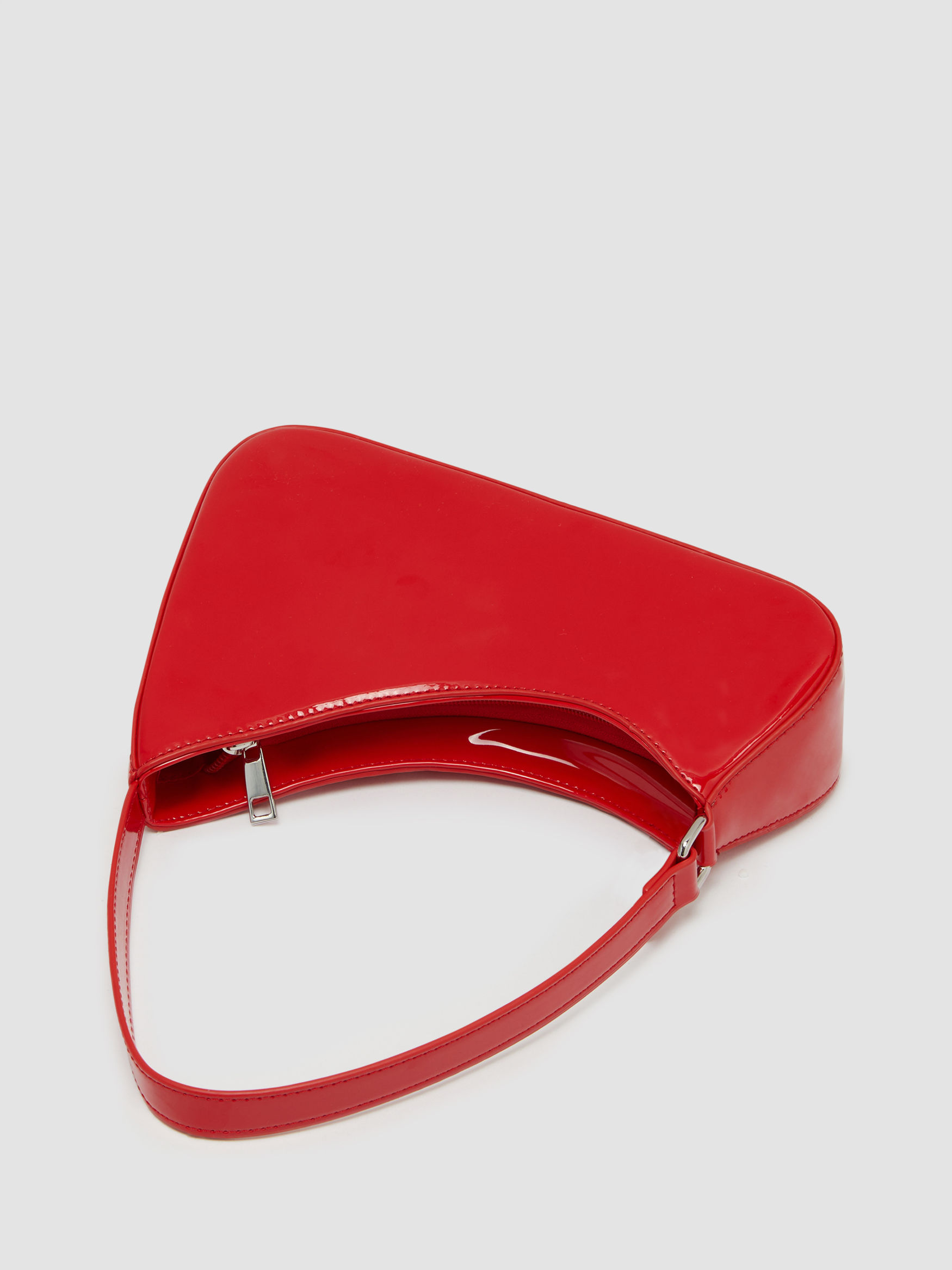 FAUX PATENT LEATHER SHOULDER BAG