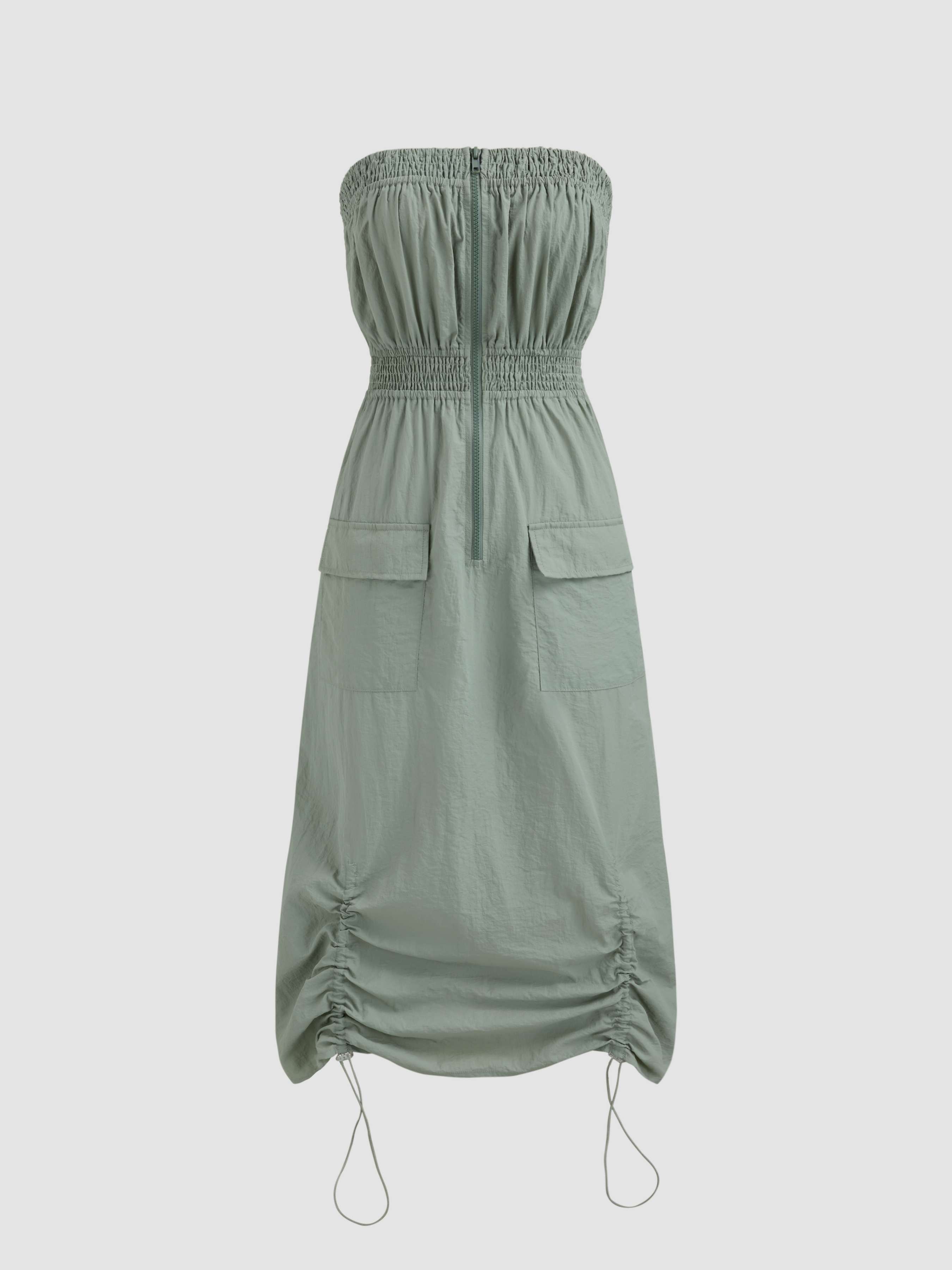 Y2K Outfits Woven Shirred Zipper Drawstring Ruched Cargo
