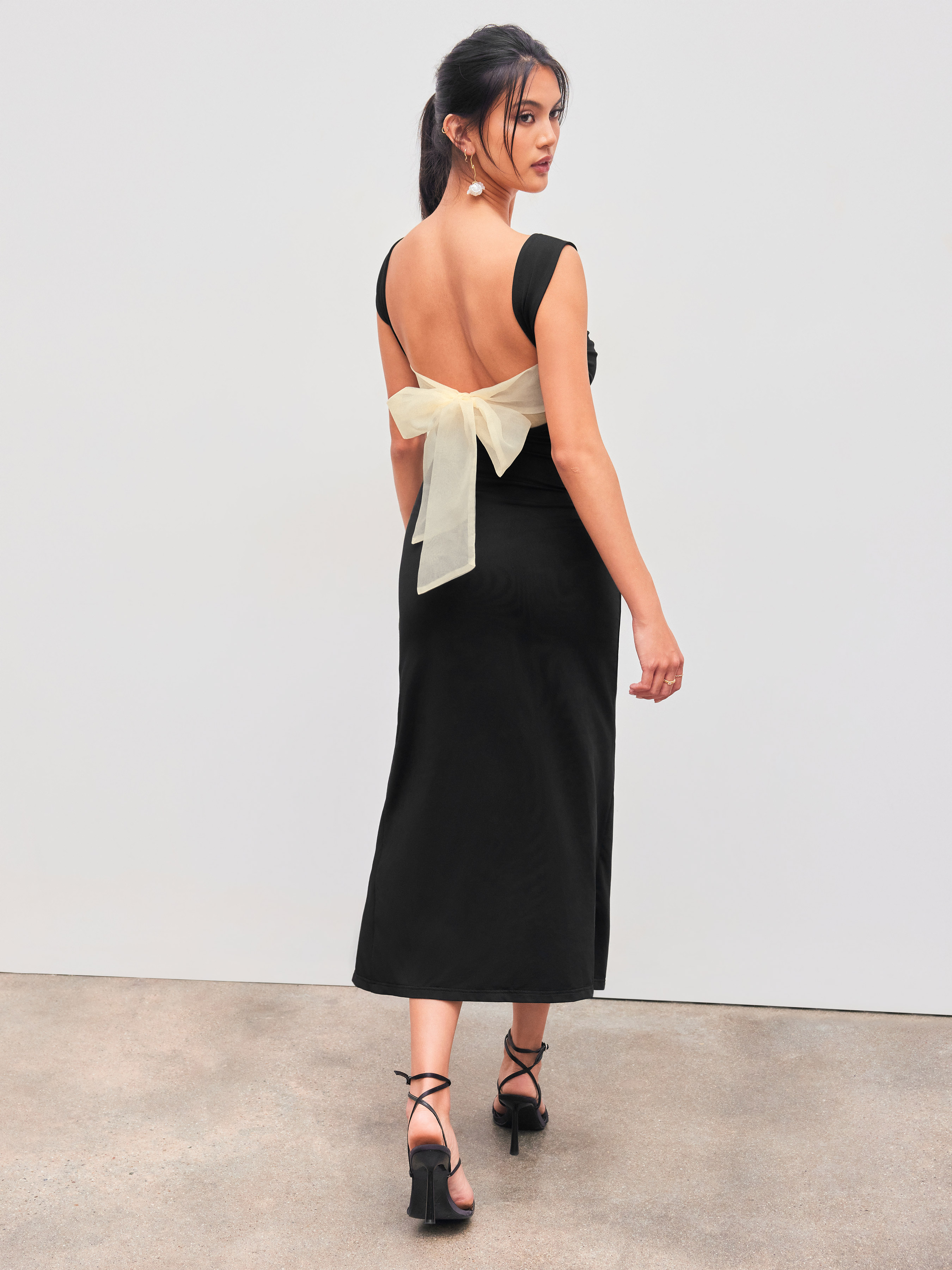 Satin Lace Trim Cami Midi Dress For Date Party/Clubbing
