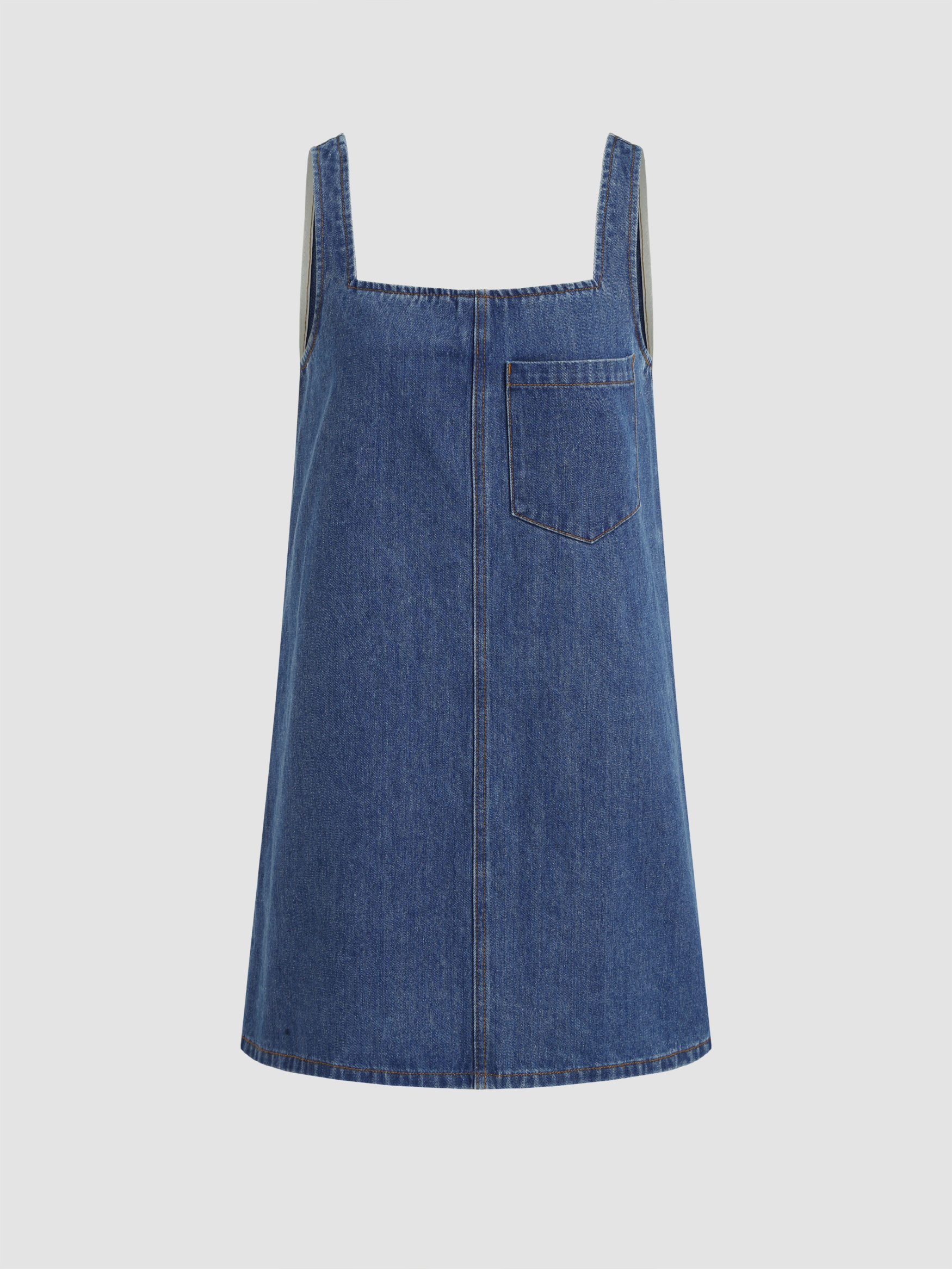 Denim Solid Pocket Oversized Mini Dress