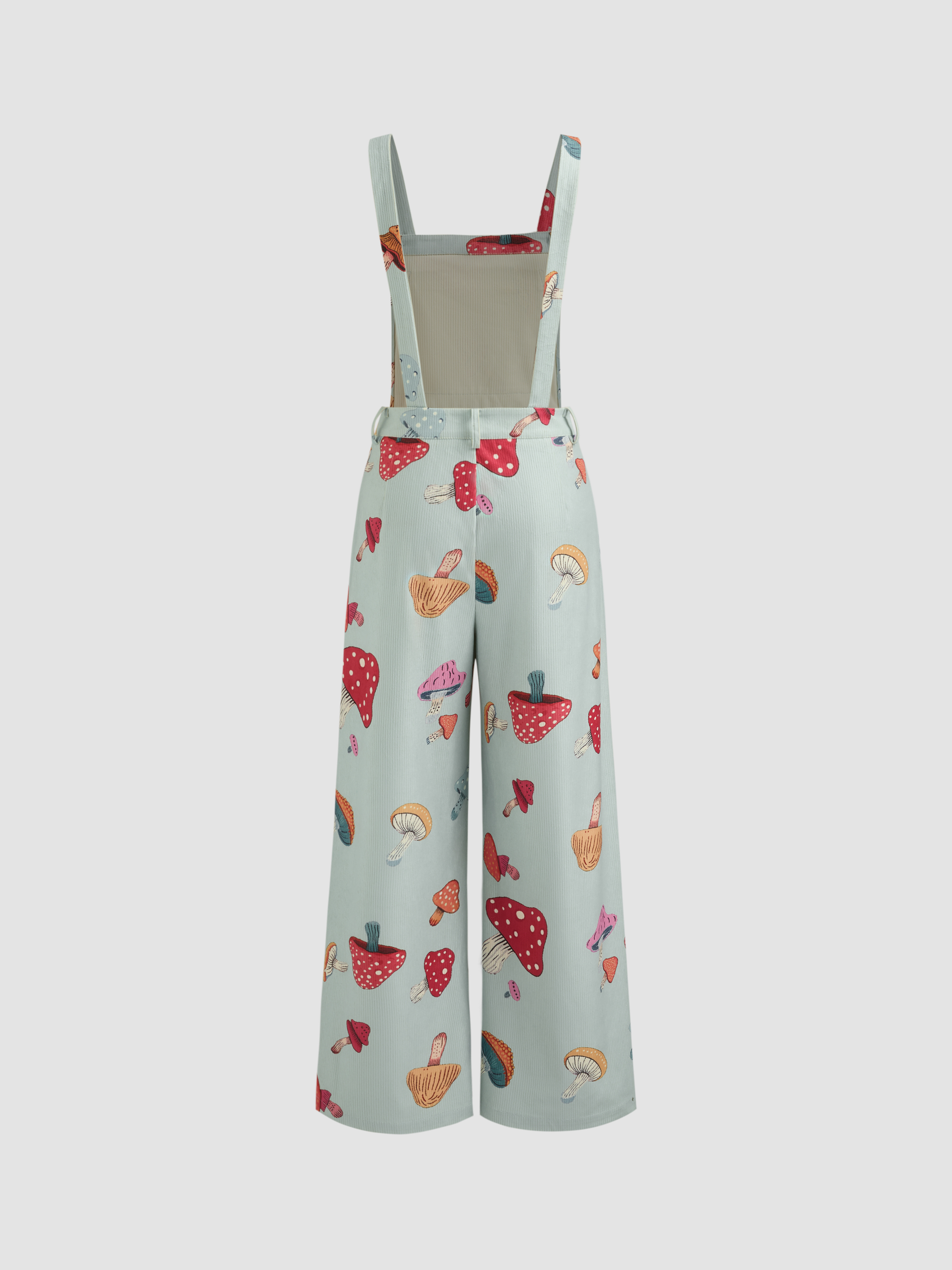 Corduroy Corduroy Square Neck Mushroom Zipper Jumpsuit For