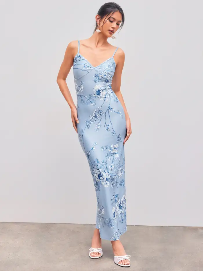 chinese dress ladies Plus Size Floral and Animal Print Cami Maxi Dress main image 1
