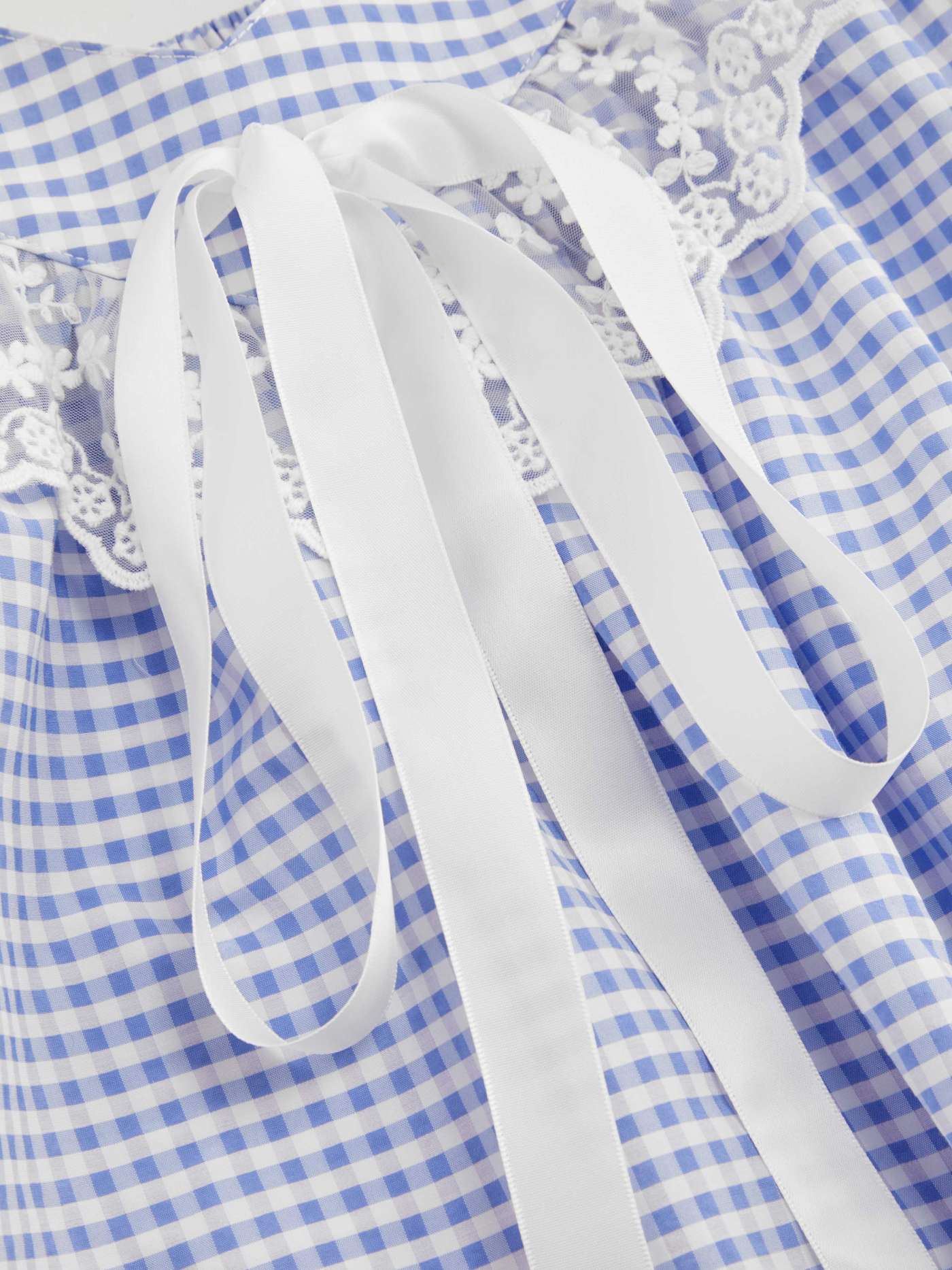 Sweetheart Gingham Lace Trim Babydoll Knotted Mini Dress