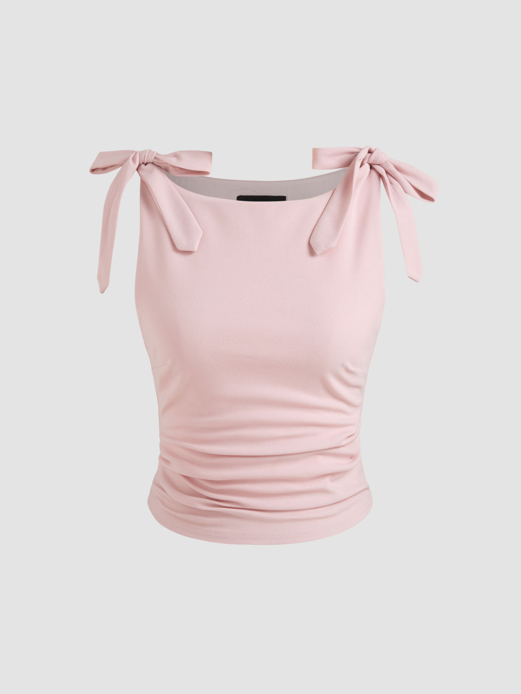 Jersey Scoop-Ausschnitt Solid Schleife Rüschen Crop Top