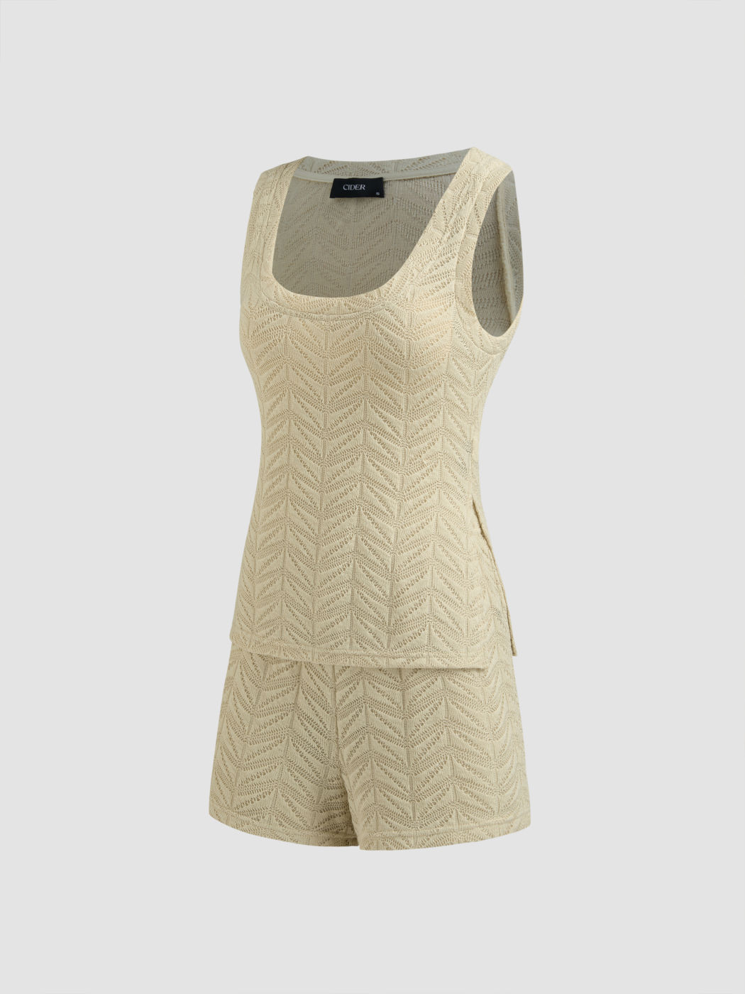 Scoop Neckline Solid Tank Top With Mid Rise Solid Wide Leg Shorts