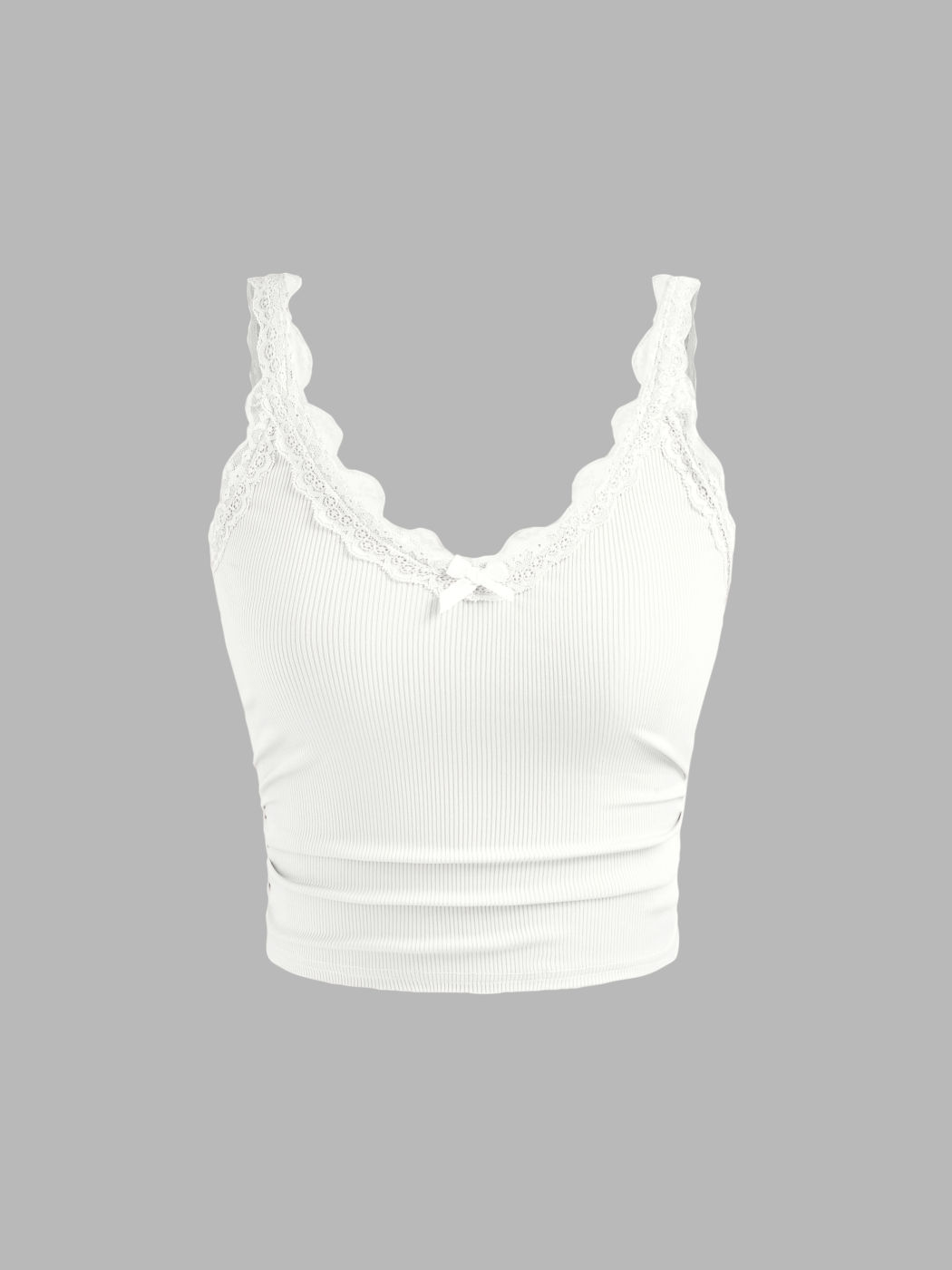 V-Ausschnitt Schleifenspitze Camisole Crop Top
