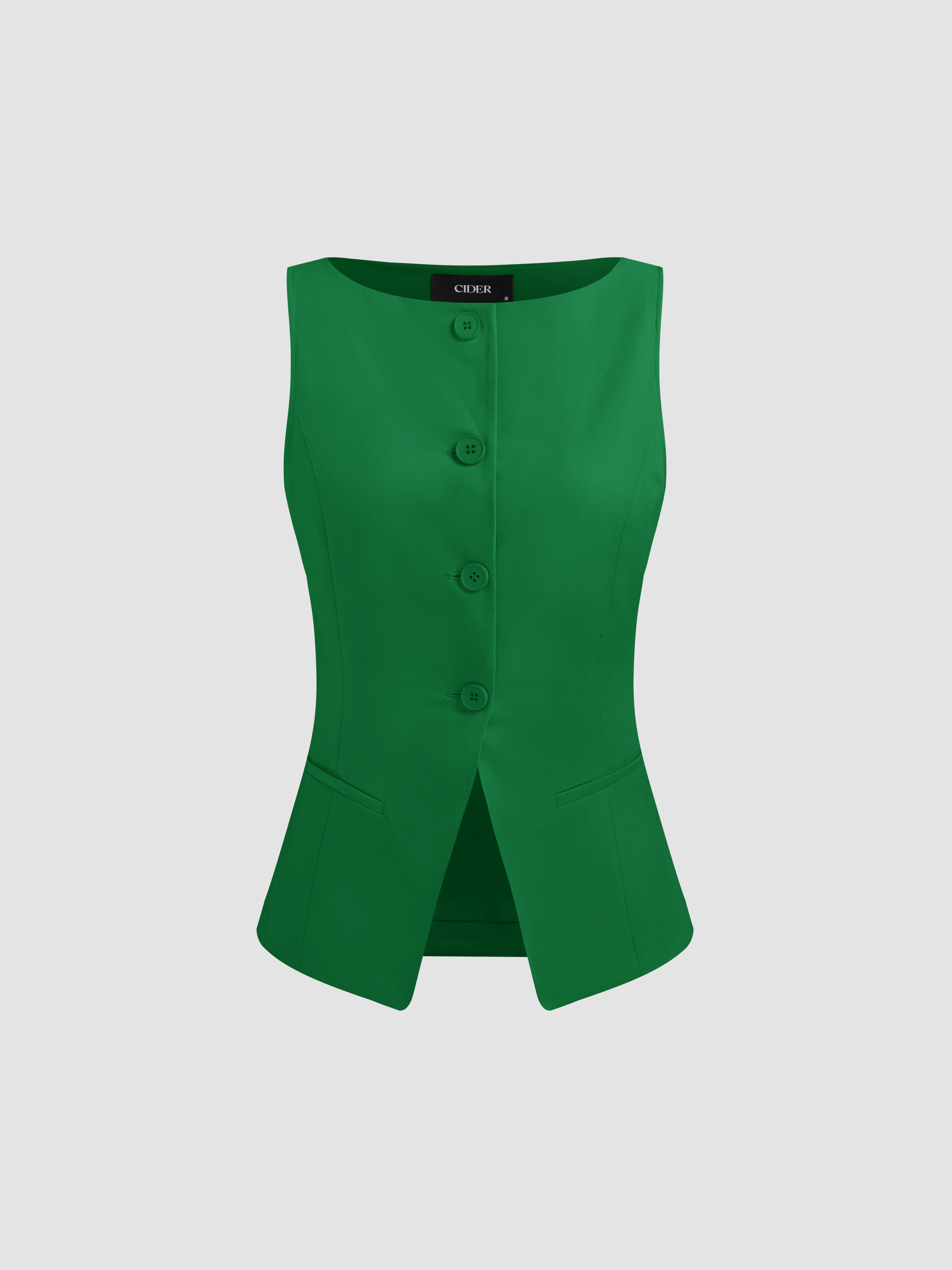 Vest Women Woven Woven Boat Neck Solid Button Vest For Work Vest Women Woven Woven Boat Neck Solid Button Vest For Work