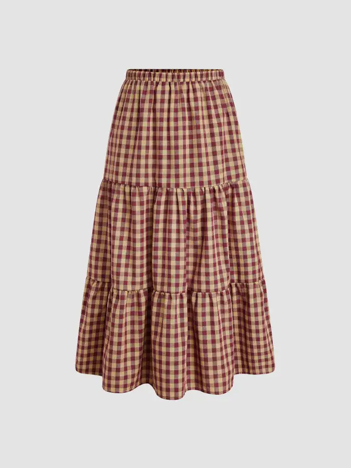 100% Cotton Mid Rise Pleated Raw Hem Midi Skirt