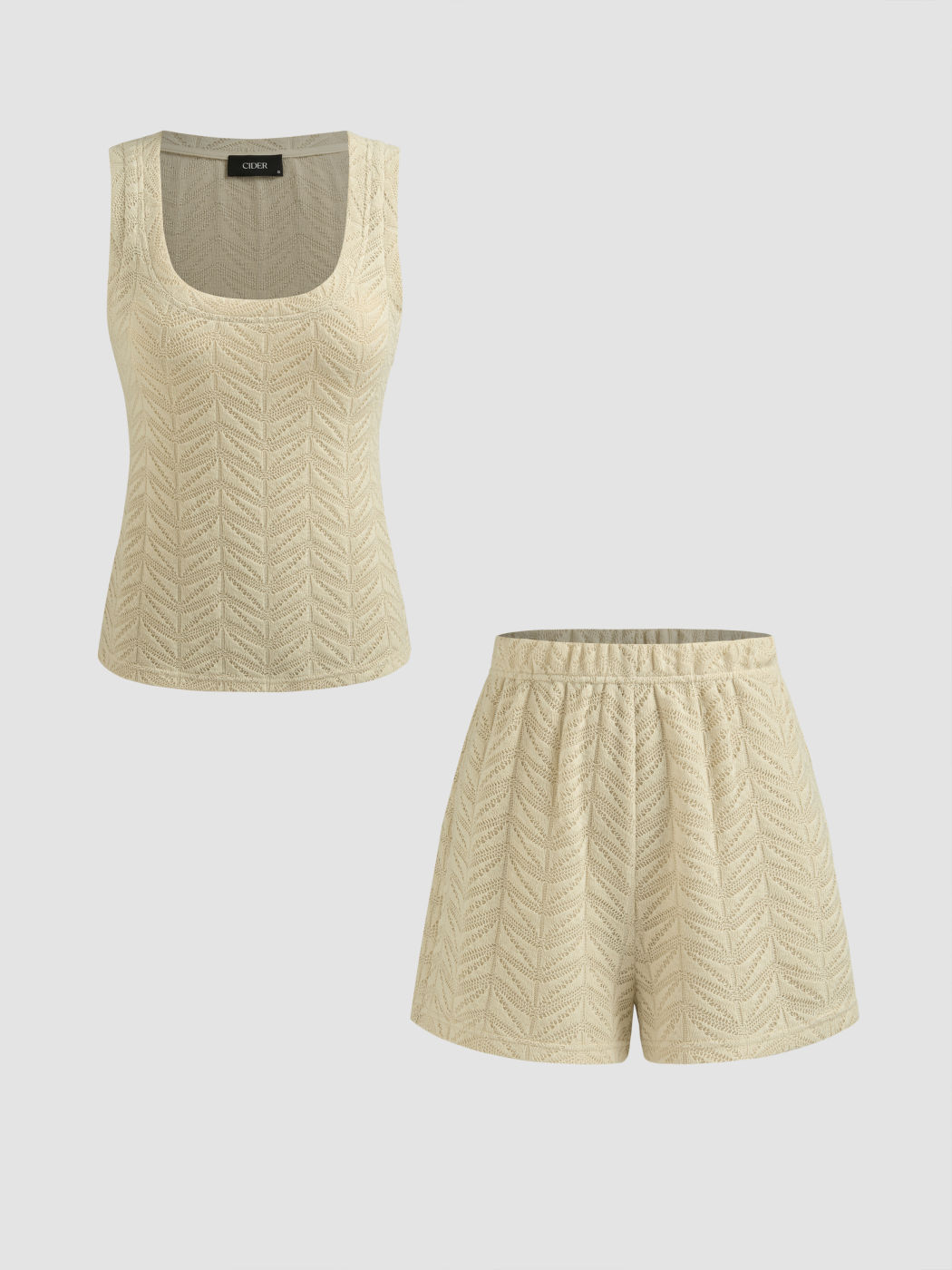 Scoop Neckline Solid Tank Top With Mid Rise Solid Wide Leg Shorts