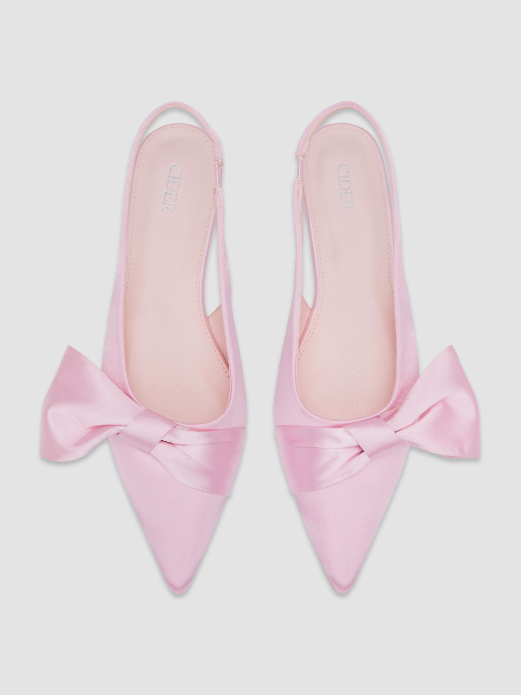 SATIN BOWKNOT SLINGBACK FLATS