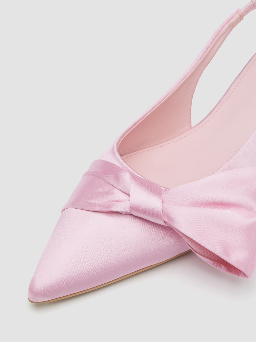 SATIN BOWKNOT SLINGBACK FLATS