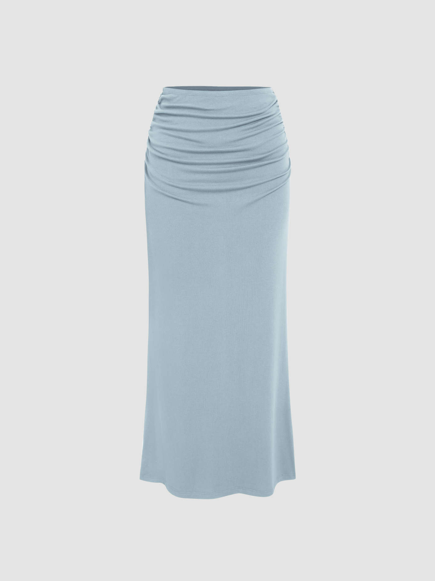 Knit Fabric Solid Tank Top & Ruched Maxi Skirt For Date