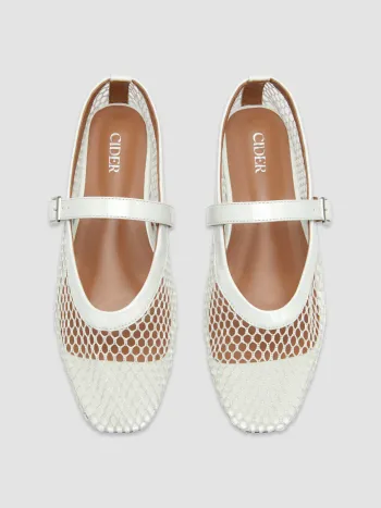 FAUX LEATHER MESH MARY JANE FLATS