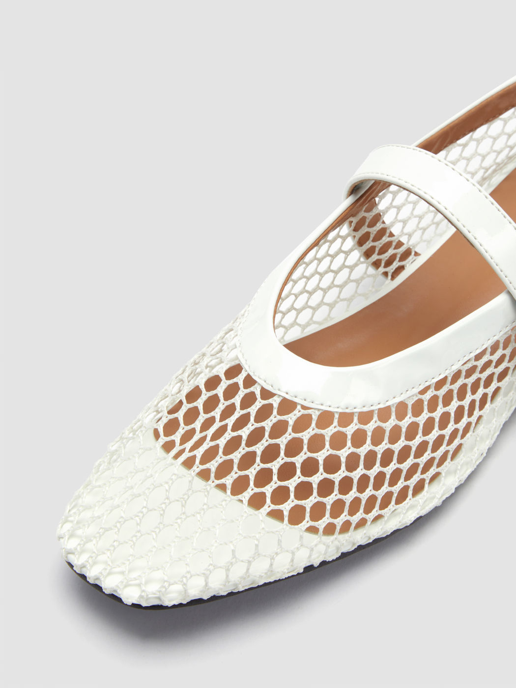 FAUX LEATHER MESH MARY JANE FLATS