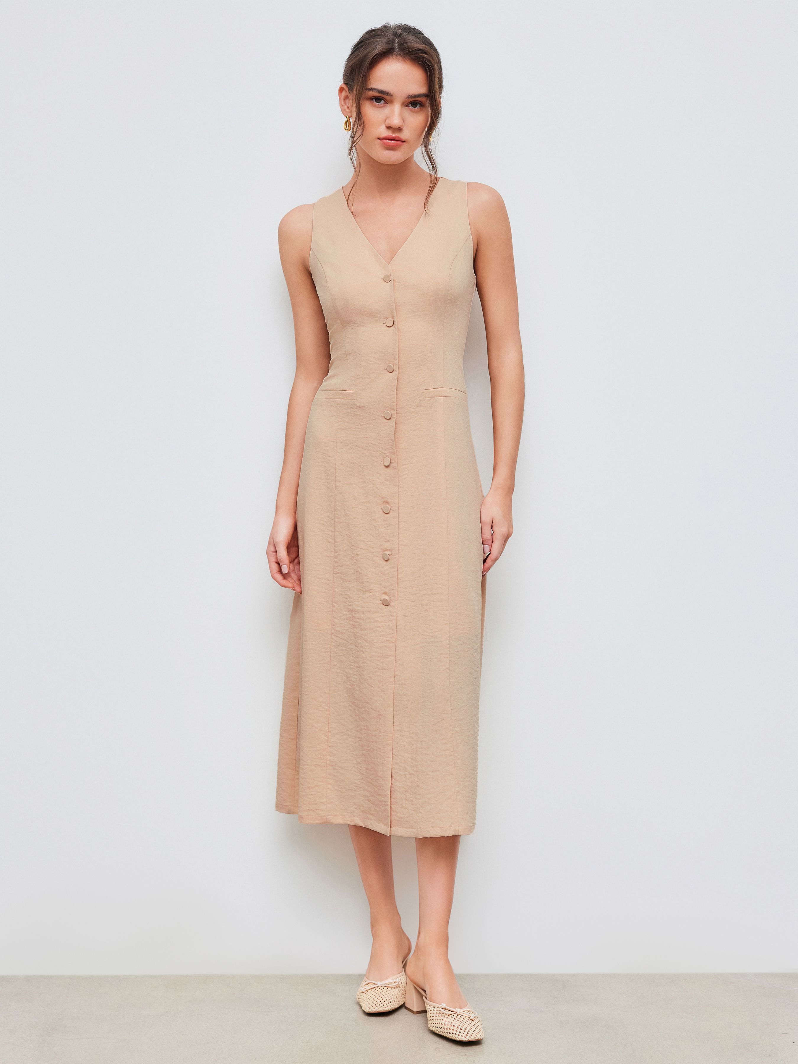 mame 完売品 V Neck Sleeveless Dress