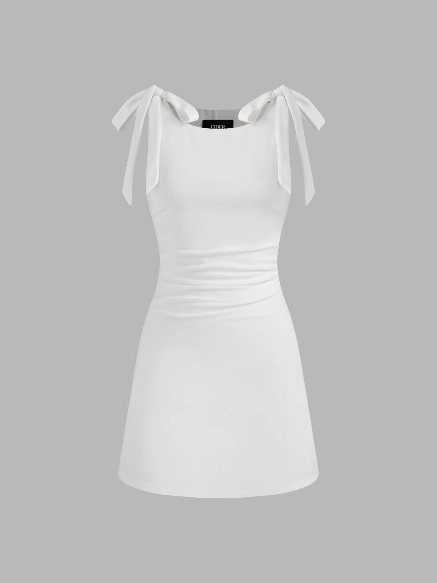 Square Neck Solid Bowknot Mini Dress