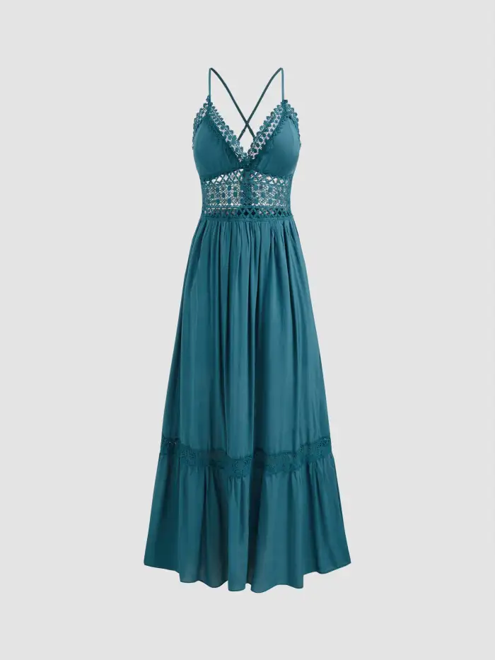 Mid Rise Ruffle Hem Pierced Ruched Maxi Skirt