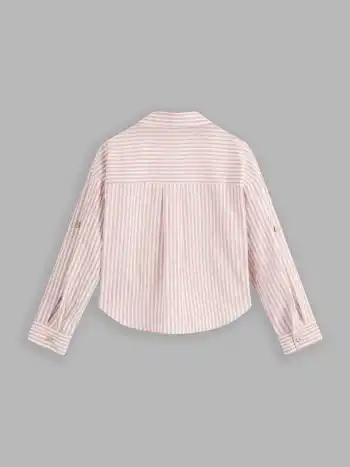 Baumwollmischung Kragen Streifen Gebundener Roll-up Langarmshirt