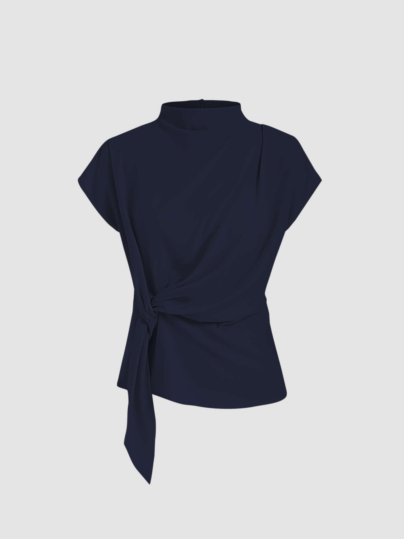 Mid Waist Solid Pocket Straight Leg Trousers With Belt