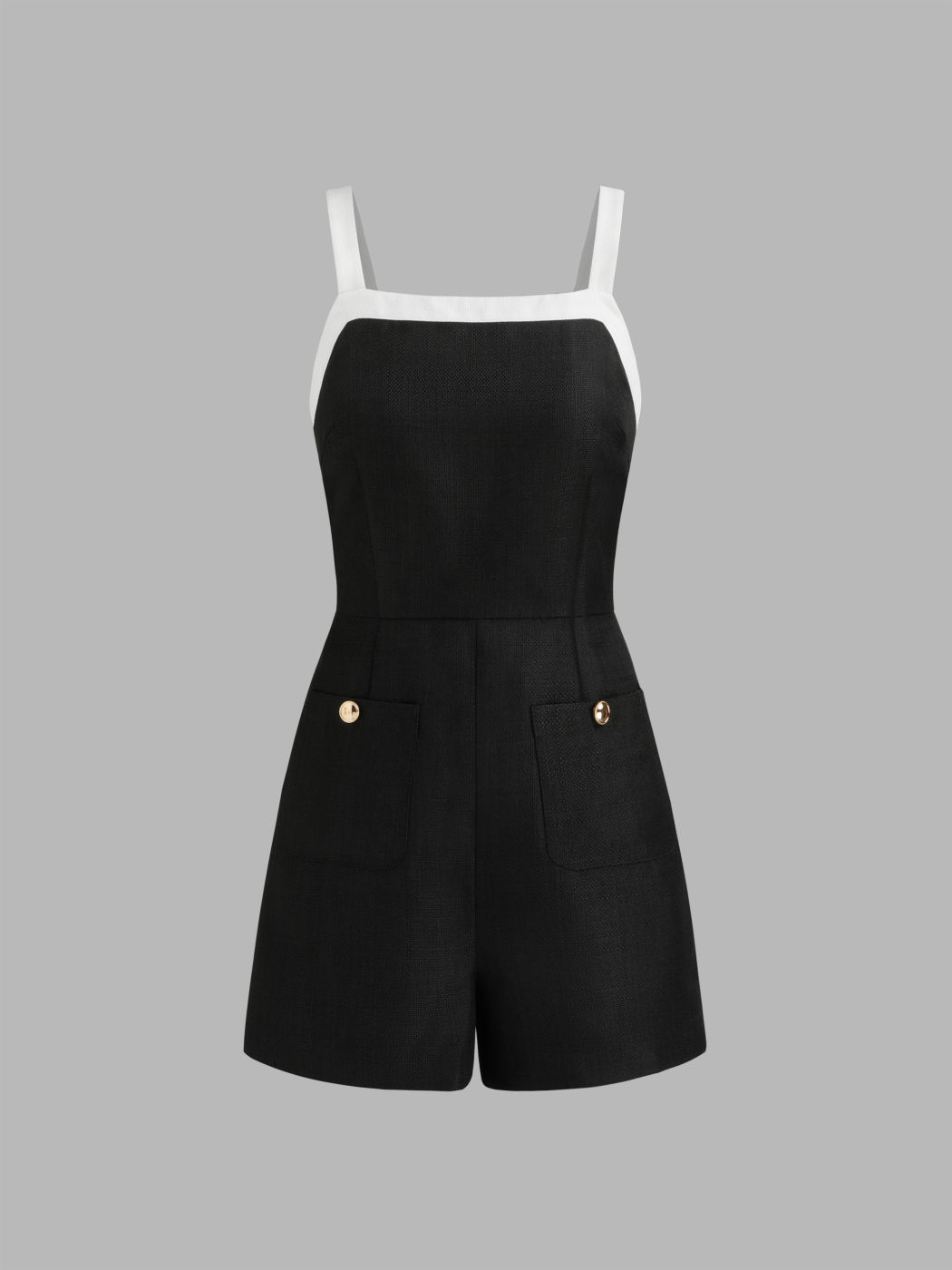  Romper mit eckigem Ausschnitt und kontrastierender Einfassung