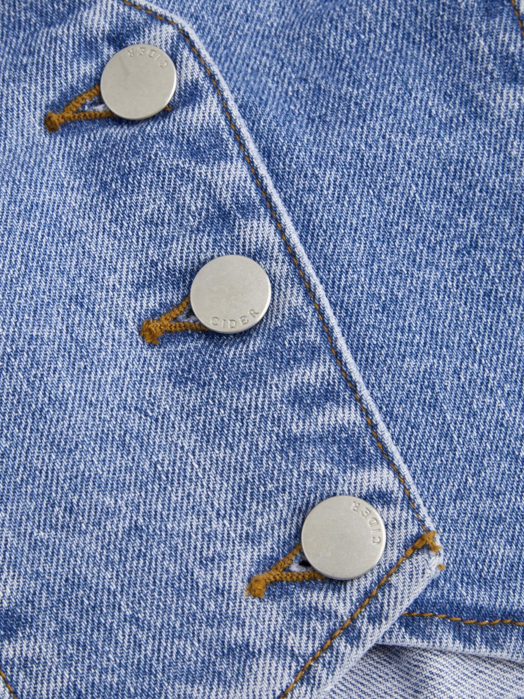 Denim V-neck Solid Button Halter Crop Top