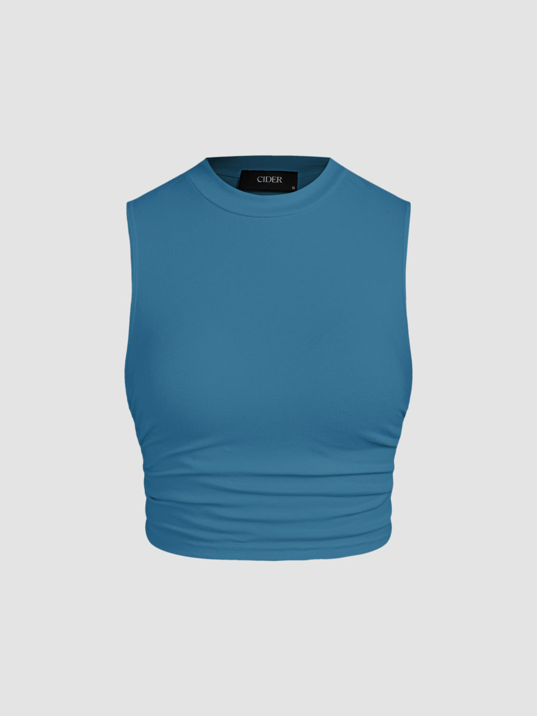 2er-Pack Rundhals Einfarbig Gerafftes Crop Tank Top