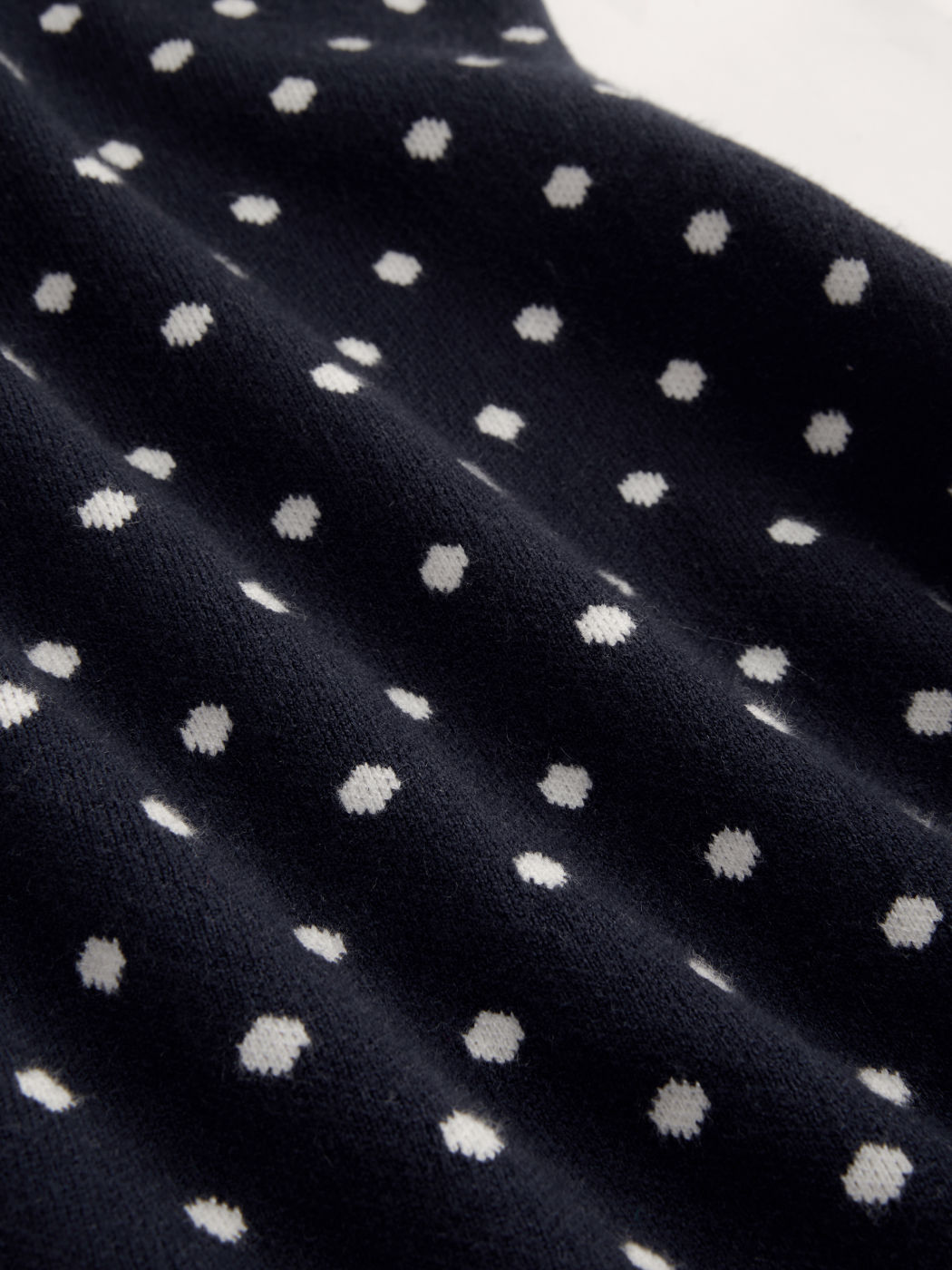 Knitted V-neck Polka Dot Contrasting Binding Knotted Mini Dress