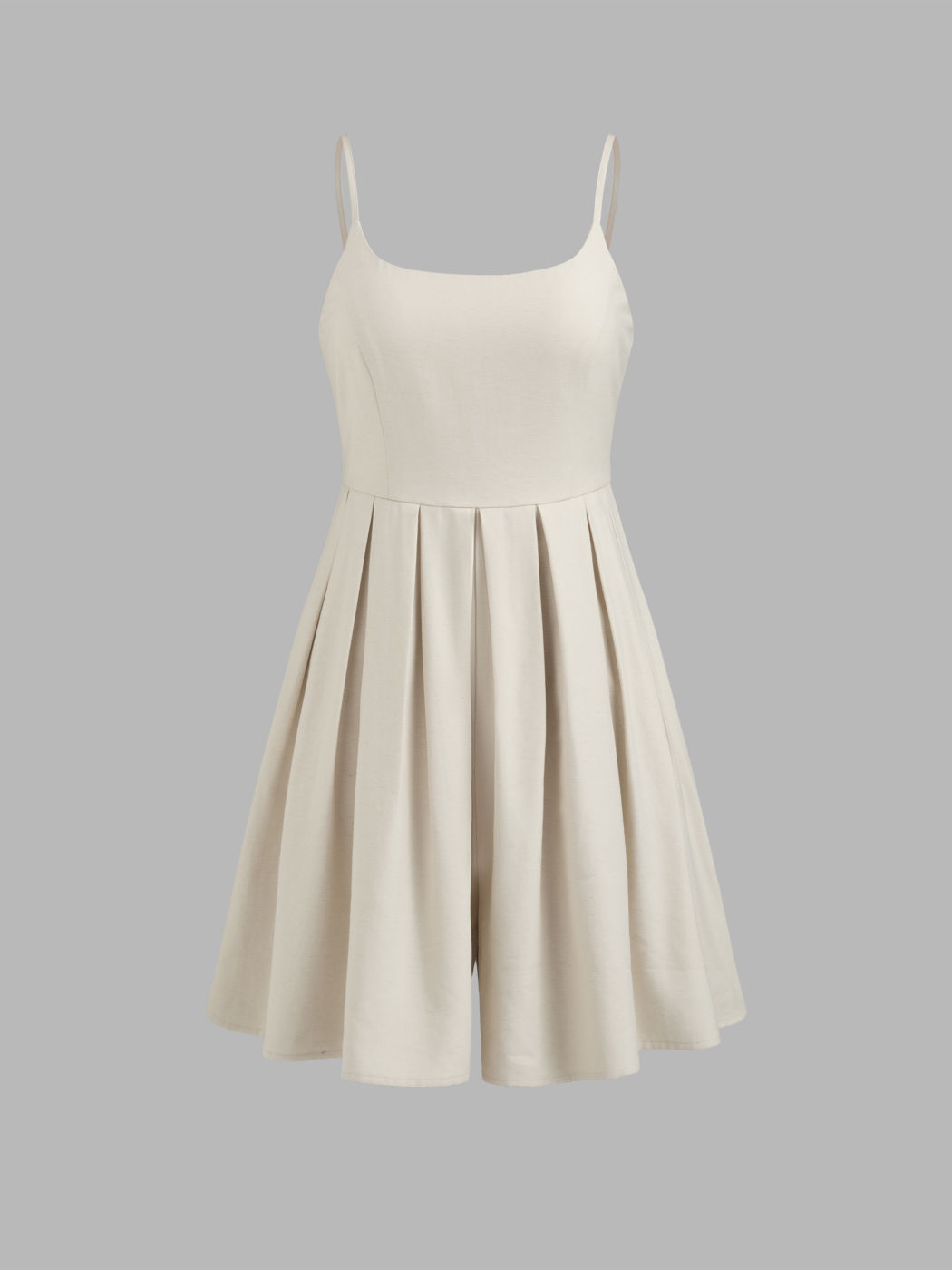 Leinenmischung Quadrathals Solid Plissierte Cami Strampler